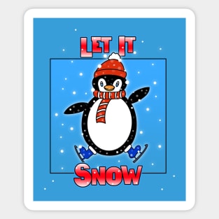 Let It Snow Christmas Penguin Funny Art Sticker